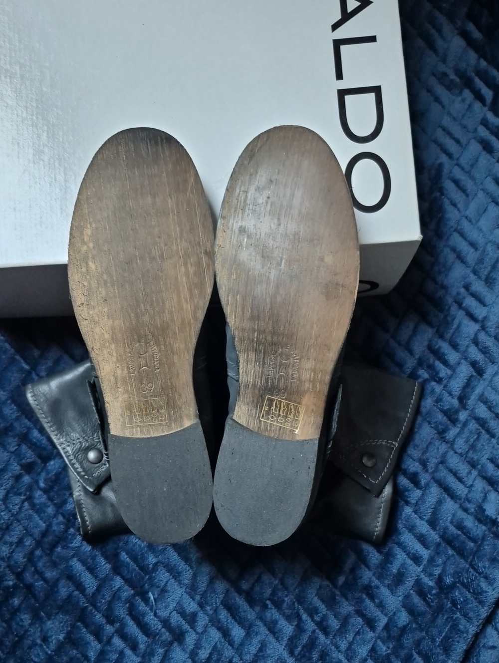 ALDO Women's Dark Grey Leather Moto Boot With Pllaid Lining Size 39 New With Tag - Picture 9 of 16